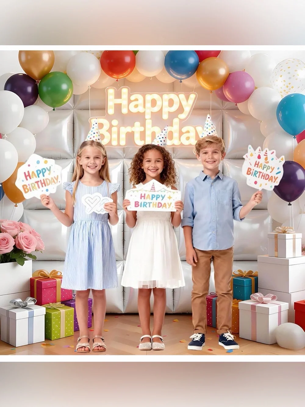 25pc White Square Foil Balloons Backdrop Party Decorations